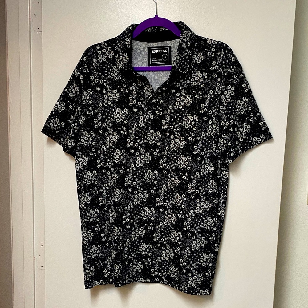 Express Men’s Stretch Moisture Wicking Floral Polo Size Large
